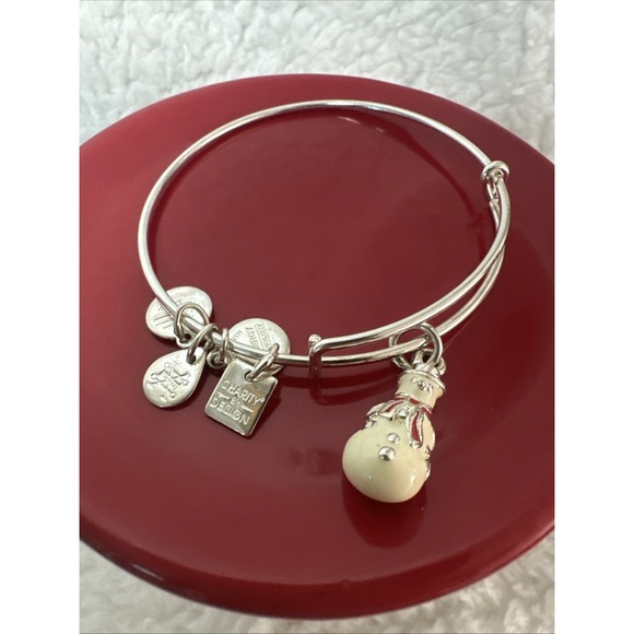 Alex and Ani Christmas Charm Bangle Bracelet Set of 6 Snowman, Present, Star - Picture 4 of 10